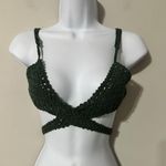 Handmade She Made Me Cotton Crochet Halter Wrap Top Green Boho Bikini Sz M/L Size M Photo 0