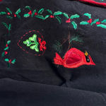 Vintage Holiday Cardinal Sweater Black Red Festive Embroidered women’s large Photo 6