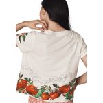 Maeve Anthropologie  Colette Boxy Semi Crop‎ White Tomato Tee Shirt Small Photo 2