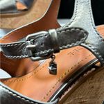 Coach High Wedge Espadrille Cross Band Silver/Gray Logo Size 10B Buckle Charm Photo 8