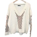 WOMEN’S Black Tape cream rainbow cable knit sweater Size XL Photo 2