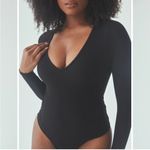 Klassy Network  Deep V Long Sleeve‎ Ribbed Bramisuit Black Size Small Photo 4