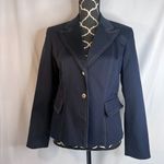 Dress Barn Navy Blue Single Breasted Contrast Stitch Topstitched Blazer Size 6 Photo 10