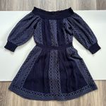 Alice + Olivia Navy Off Shoulder Eyelet Smoked Mini Dress Size 2 Photo 10