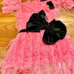 Michella vintage 1990s Barbiecore off the shoulder tulle pink/black bow dress M Pink Size M Photo 15