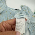 Sophie Rue Floral Long Sleeve Top Smocked Ruffle Tie Light Blue Large Peasant Photo 6