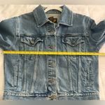 Harley Davidson Women Small Biker Bar Shield Crop Faded Light Blue Jean Jacket Photo 4