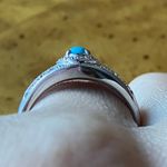 Sleeping Beauty Turquoise White Diamond Accent Art Deco Ring Size 7.75 Silver Photo 1