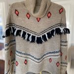 Lou & grey  Loft Sweater Fringe Turtleneck Southwestern Quiet Luxury Photo 0