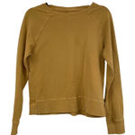 Athleta Mustard Yellow Womens Sweatshirt XXS Crewneck Long Sleeve Shirt Distress Photo 0