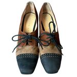 Sacha London Brenda Suede Oxford High Heel Pumps Square Toe Brown Black Womens 7 Photo 1