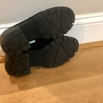 ASOS  DESIGN Storm chunky mid heeled loafers in black suedette Photo 6