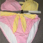 AQUA 2 Piece Pink/Yellow High Waisted Bikini NWT XL Photo 2