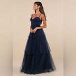 Lulus LULU’S Unforgettable Poise Navy Blue Tulle Bustier Tiered Maxi Dress Photo 3