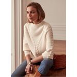 Sézane Sezane Zack Wool Blend Cable Knit Mockneck Sweater Ecru size S Photo 1