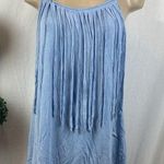 POL  Blue Sleeveless Fringe Tunic Tank Top M Photo 0