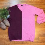 Steve Madden Womens Small Pink Purple V-neck Long Sleeve Knit Sweater Dress Mini Photo 0
