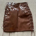 Vintage style Y2K latex brown miniskirt micro mini Size 6 Photo 1