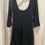 AUW Black Boho Bohemian Hippie Retro 1960s Crochet Lace Dress With Bell Sleeves Photo 5