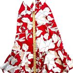 Philosophy NWT Coral Calla Lily Print Red and White Dress Flare Bottom, Sz Lg Photo 8