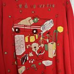 Rare Vintage Christmas Bear Holiday Sweater All Over Print Double Sided Santa Red Size 2X Photo 5