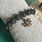 Lava Stone Diffuser Bead Bracelet with Charming Bronze Rhinestone Bee Charm Black Photo 2