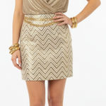 J.Crew  Tan & Brown Chevron Print Metallic Mini Skirt 0 Photo 0