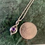 Sterling Silver Amethyst And Diamond Flame Swirl Infinity Pendant Necklace 18” Purple Photo 2