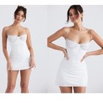 House Of CB NWOT  Grace Crystal embellished velvet white mini dress sz S Photo 3