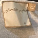 Fumblin' Foe white T shirt top tan gold fringe rope draping cold shoulder size M Size M Photo 2