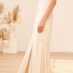 Lulus Moment in the Spotlight Champagne Satin Cowl Neck Maxi Dress size Medium new Photo 1