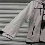 PinFin Womens Hooded Windbreaker Jacket Sz Medium White Outdoor Hiking Rain Coat Photo 1