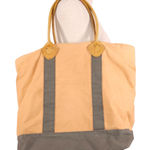 L.L.Bean Vintage Boat & Tote Canvas Bag Tan Gray Plaid Photo 0