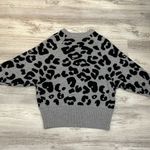 QED London Gray & Back Animal Print Long Sleeve Women’s Scoop Neck Knit Sweater Photo 11