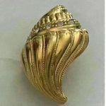 KJL Kenneth Jay Lane Avon Gold Tone Rhinestone Seashell Scarf C:lip / Extender Photo 5