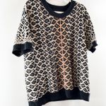 Maeve Anthropologie Ellinor Short Sleeve Leopard Sweater Brown Black XL Photo 6
