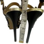 Nine West Breezin Black Gold Strappy Sling Back Stiletto Sandal Heels Womens 7 Photo 11