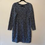Talbots  Blue Cheetah Print Long Sleeve Knee Length Dress Women's size Large Photo 1