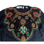 Evan Picone Vintage Womens Black Jeweled Embellished Beaded Sequin Sweater Sz M Photo 1