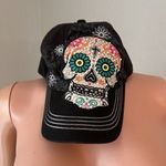 KBETHOS HAT Womens Colorful Sugar Skull Floral Embroidered Cap Rhinestone Bling Black Photo 0