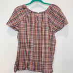 BeachLunchLounge Multicolor Gingham Gauzy 100% Cotton Blouse Top Size Medium Photo 4