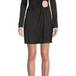 Danielle Bernstein Mini Dress Women's Medium Black Ruched O Photo 0