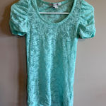 Forever 21  Women's Aqua Lace Puff Sleeve V-Neck T-Shirt Top Size S Photo 0