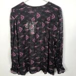 Ba&sh NEW  Cathel Sheer Geometric Printed Blouse in Carbone Women's Size Medium Photo 8