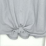 Como vintage  NWT 2X Gray Waffle Knit Button‎ Front Tie Long Sleeve Top Photo 2