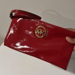 Michael Kors Patent Leather Clutch Crimson Christmas Holiday Party Festive Photo 1