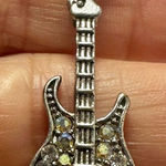 Guitar rhinestone pendant necklace Silver Photo 0
