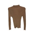 AQUA  Women's L Metallic Gold‎ Ribbed Mock Neck Long Sleeve Knit Top Photo 1