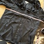 J.Crew  Collection Black Silk Ruffle Neck Button Down Shirt Size Medium Photo 6