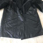 VINTAGE 90s Leather‎ Duster Blazer Jacket Midi Longline 80s Suede Black Small Black Photo 4